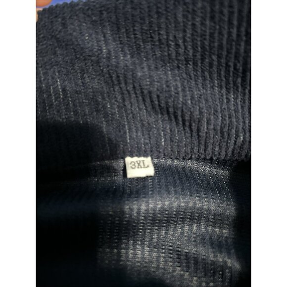 Hengsheng Jeans Corduroy 3XL Blue 1/2 Snap Men’s Ribbed Shirt with Elbow Patches - Picture 5 of 6